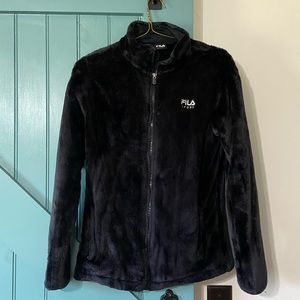 Fila Sport Black Faux Fur Full Zip Jacket Women’s (M)